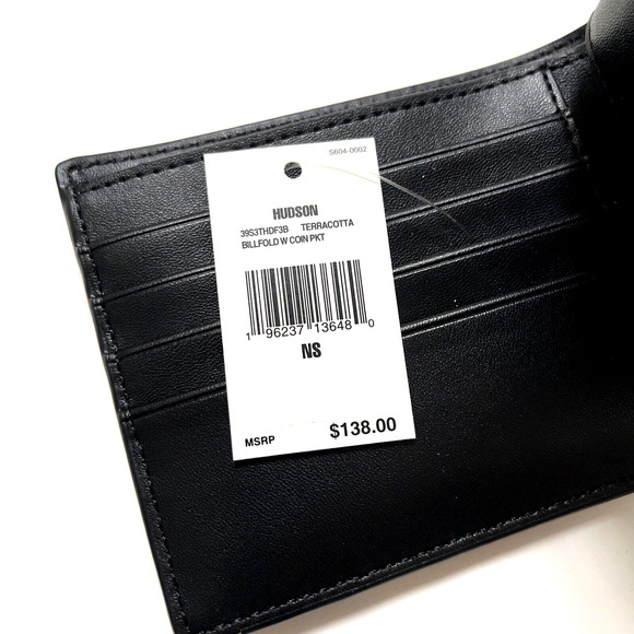 Michael Kors Men’s Billfold Wallet Coin Pocket Black Gray Red Stripe Logo NWT - Picture 5 of 8